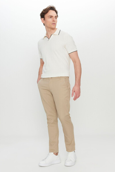 Erkek Camel Pamuklu Slim Fit Dar Kesim Yan Cep Esnek Casual Pantolon - Camel - AC&CO / ALTINYILDIZ CLASSICS (1)