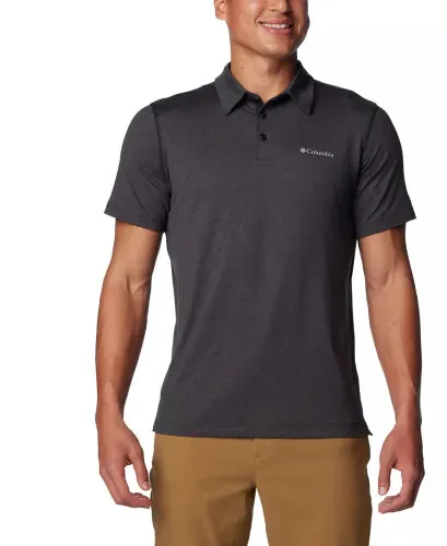 Men's Carter Short Sleeve Performance Crest Polo-Black - COLUMBIA