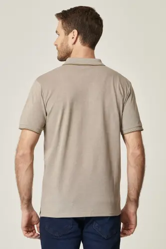 Erkek Çekmeyen Pamuklu Kumaş Comfort Fit Rahat Kesim Nefti-beyaz Kıvrılmaz Polo Yaka Cepli Tişört-NEFTI - 6