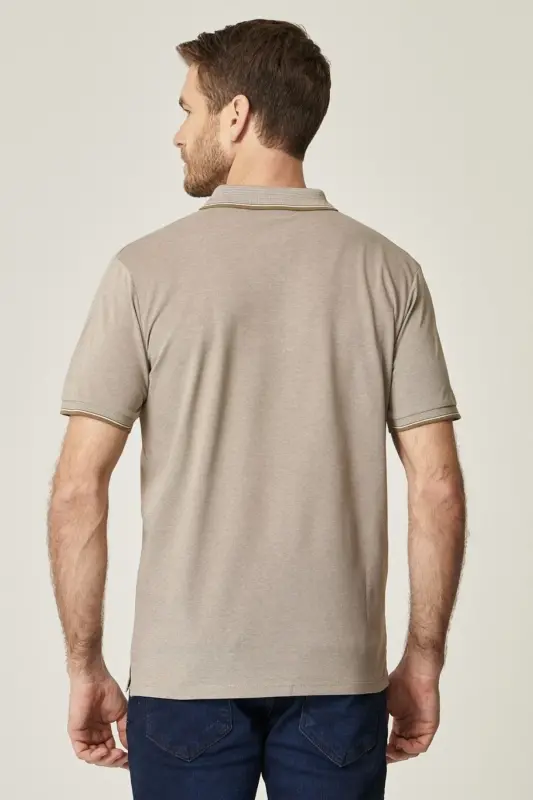 Erkek Çekmeyen Pamuklu Kumaş Comfort Fit Rahat Kesim Nefti-beyaz Kıvrılmaz Polo Yaka Cepli Tişört-NEFTI - 6