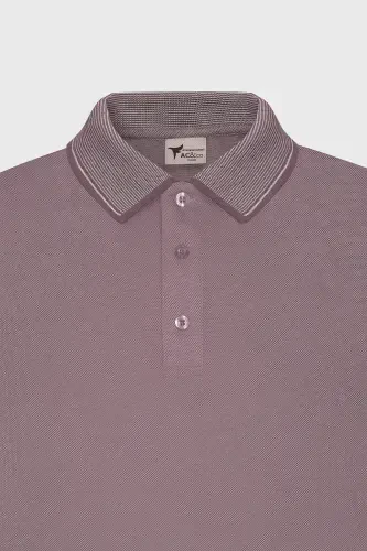 Erkek Çekmeyen Pamuklu Kumaş Slim Fit Dar Kesim Bordo Kıvrılmaz Polo Yaka T-shirt-Bordo - 8