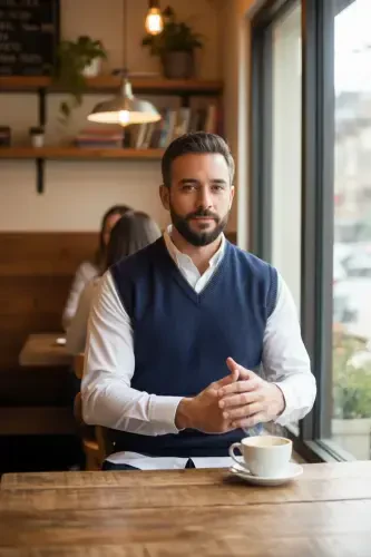 Lacivert Erkek Çelik Örgü Intersiye Kışlık Kalın Triko V Yaka Triko Örgü Tüylenmez Süveter-Lacivert - Modazone (1)