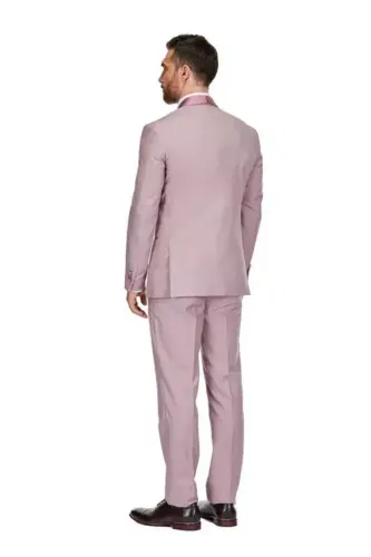 Men's 3-Piece Slim Fit Shawl Lapel Tuxedo - Dusty rose - 3