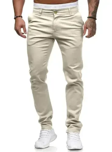 Mens Chinos Slim Fit Stretch Flat-Front Skinny Dress Pants - 2