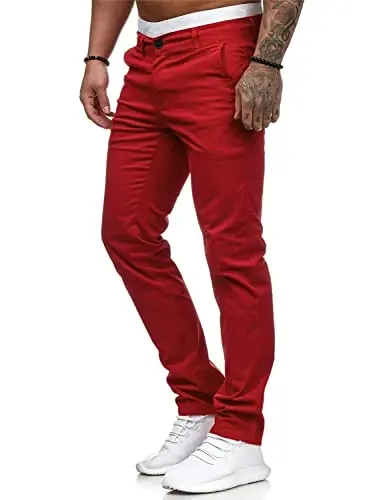 Erkek Chino Slim Fit Streç Düz Ön Skinny Elbise Pantolonu - HUNGSON (1)