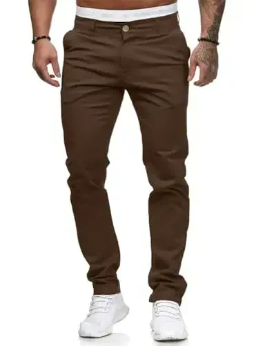 Mens Chinos Slim Fit Stretch Flat-Front Skinny Dress Pants - 1