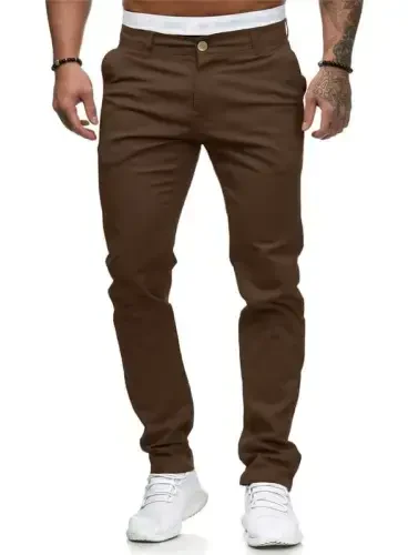 Mens Chinos Slim Fit Stretch Flat-Front Skinny Dress Pants - MODAZONE (1)