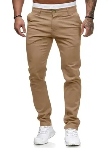 Mens Chinos Slim Fit Stretch Flat-Front Skinny Dress Pants 