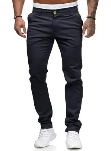 Mens Chinos Slim Fit Stretch Flat-Front Skinny Dress Pants 