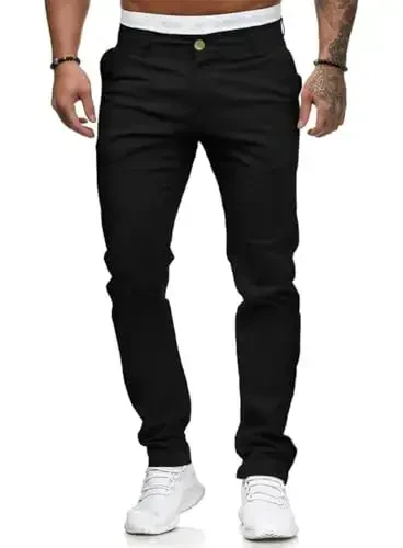 Mens Chinos Slim Fit Stretch Flat-Front Skinny Dress Pants 