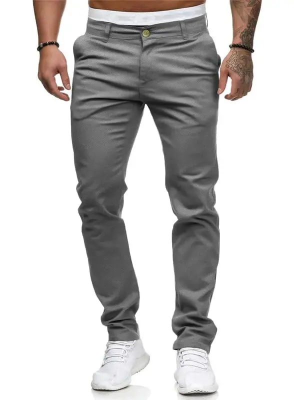 Mens Chinos Slim Fit Stretch Flat-Front Skinny Dress Pants - MODAZONE