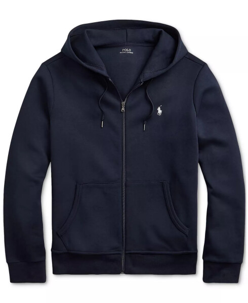 Erkek Çift Örgülü Tam Boy Fermuarlı Hoodie Lacivert - 6