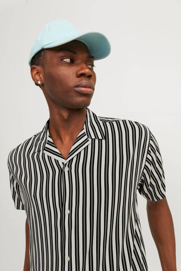 Erkek Çizgili Kısa Kollu Gömlek - Luke-Bright White - 3