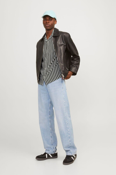 Erkek Çizgili Kısa Kollu Gömlek - Luke-Bright White - 5