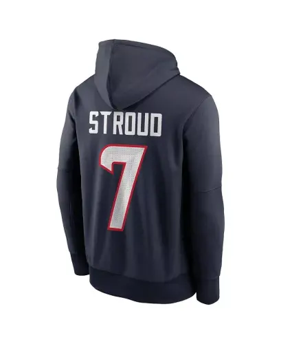 Men's C.J. Stroud Navy Houston Texans Player Name Number Performance Pullover Hoodie - Navy - 3