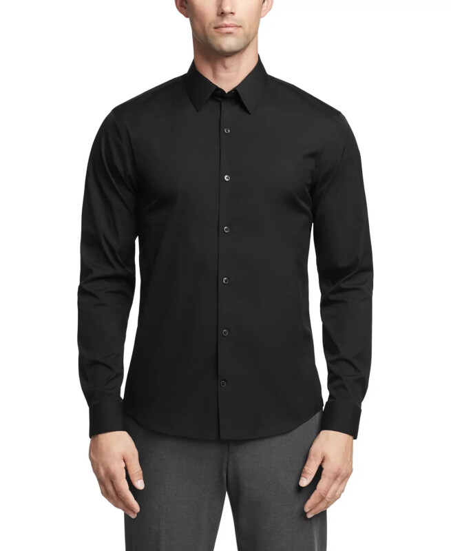 Men's CK X Extra-Slim Stretch Dress Shirt-Black - CALVIN KLEIN