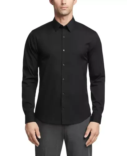 Men's CK X Extra-Slim Stretch Dress Shirt-Black 
