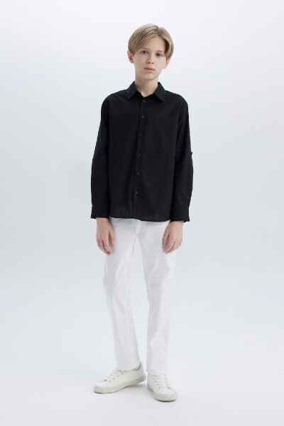 Erkek Çocuk Lacivert Düz Paça Gabardin Basic Düz Pantolon X4224a624sm-Beyaz - 5