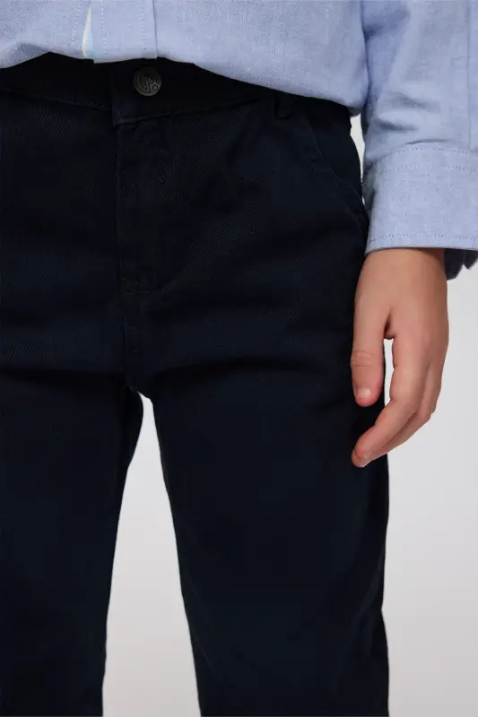 Erkek Çocuk Beli Lastikli Pile Detaylı Lacivert Pantolon - 002-Lacivert - 6