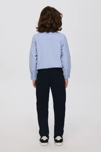 Erkek Çocuk Beli Lastikli Pile Detaylı Lacivert Pantolon - 002-Lacivert - 7