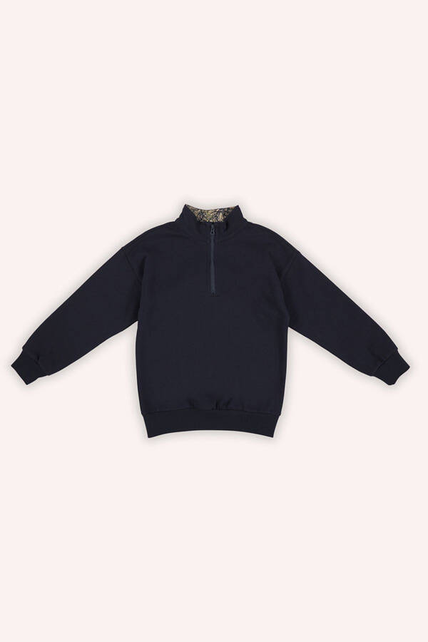 Erkek Çocuk Çanta Detaylı Lacivert Sweatshirt - 002-Lacivert - 1