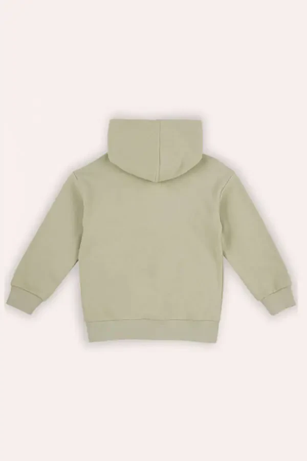 Erkek Çocuk Cep Detaylı Kapüşonlu Yeşil Sweatshirt - 2
