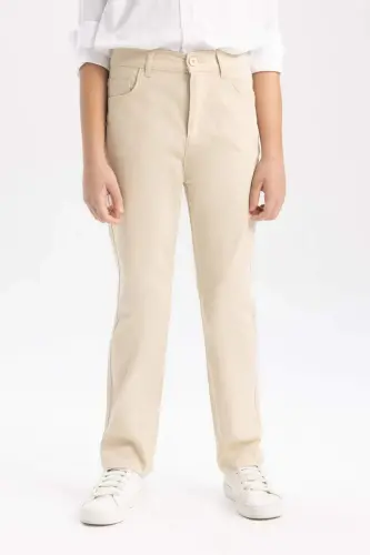 Erkek Çocuk Düz Paça Gabardin Basic Düz Pantolon X4224A624SM-Bej 