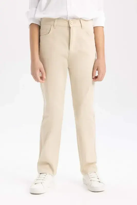 Erkek Çocuk Düz Paça Gabardin Basic Düz Pantolon X4224A624SM-Bej - DEFACTO