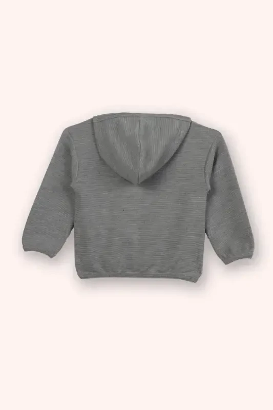 Erkek Çocuk Fermuarlı Kapüşonlu Gri-Melanj Sweatshirt - 3