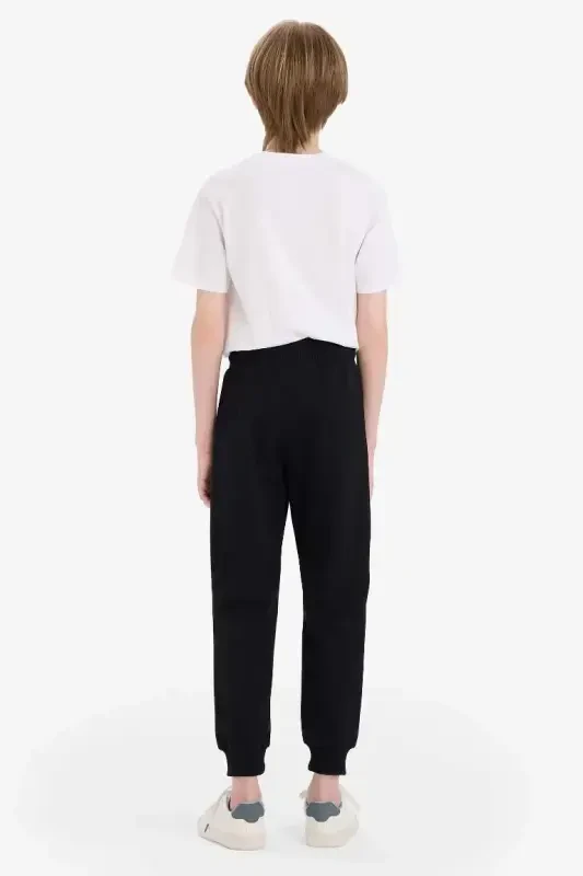 Erkek Çocuk Fermuarlı Pike Basic Eşofman Altı-Siyah - 2