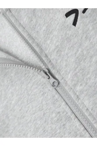 Erkek Çocuk Gri Gülücük Baskılı Fermuarlı Hırka-GRİ1 - 3