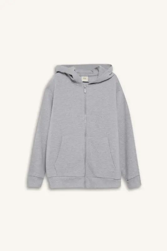 Erkek Çocuk Gri Kapüşonlu Okul Hırkası T7468A623AU-Gri - 6