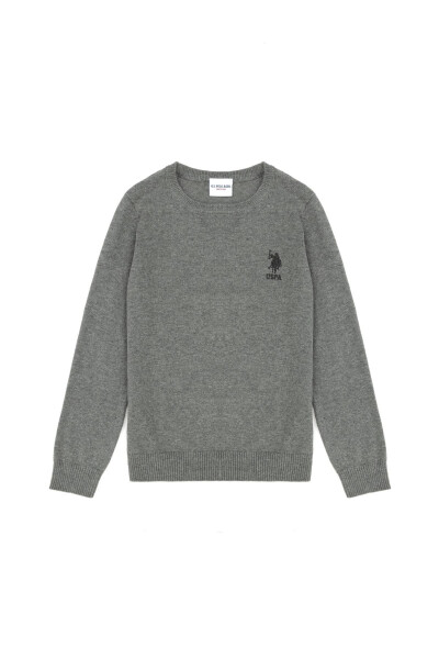 Erkek Çocuk Gri Melanj Bisiklet Yaka Basic Kazak 50269409-VR086 - 992431 - 4