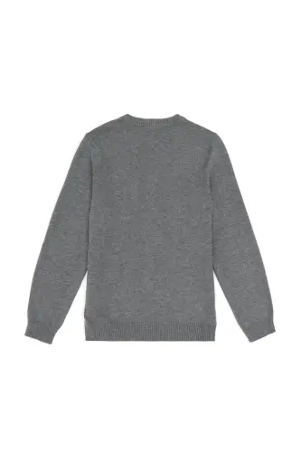 Erkek Çocuk Gri Melanj Basic V Yaka Kazak 50294200-VR086 - Gri Melanj - 2