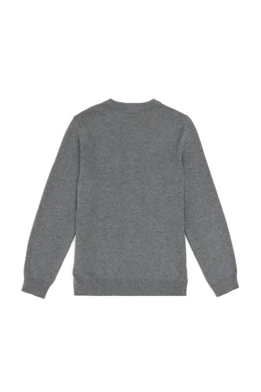 Erkek Çocuk Gri Melanj Basic V Yaka Kazak 50294200-VR086 - Gri Melanj - 2