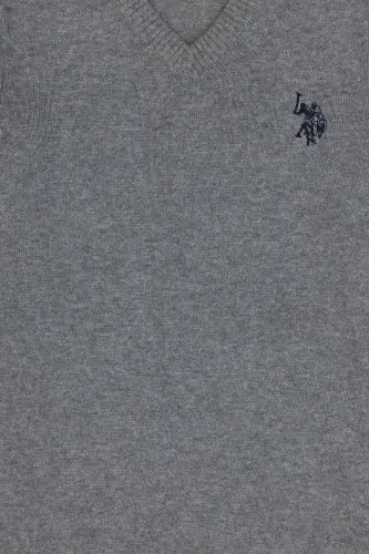 Erkek Çocuk Gri Melanj Basic V Yaka Kazak 50294200-VR086 - Gri Melanj - 3