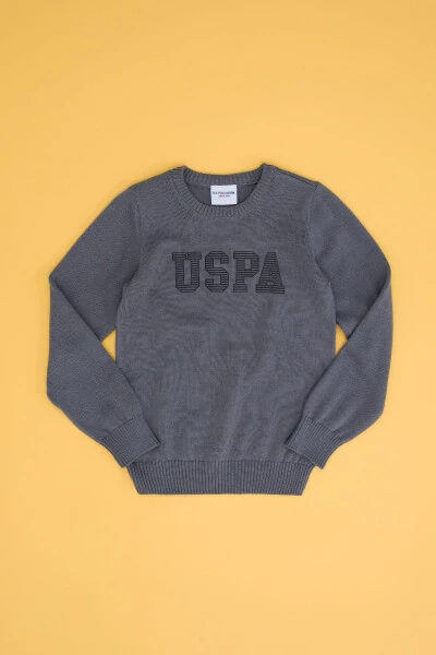 Erkek Çocuk Gri Melanj Bisiklet Yaka Triko Kazak 50260600-VR109-992431 - U.S. POLO ASSN.