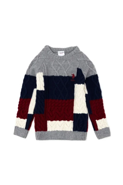 Erkek Çocuk Gri Melanj Kazak 50271370-VR086 - U.S. POLO ASSN.