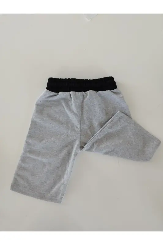 Erkek Çocuk Gri Renk Cepli Baskılı Şort Kapri-gri - 2