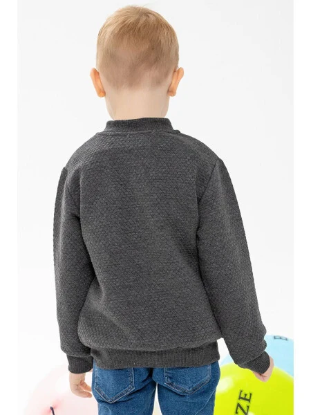 Gri Erkek Çocuk Hırka Basic Cepli Armalı Füme (2-3 Yaş)-Gri - 15