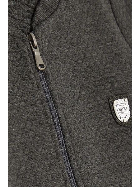 Gri Erkek Çocuk Hırka Basic Cepli Armalı Füme (2-3 Yaş)-Gri - 18