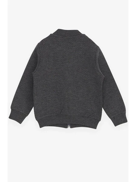 Gri Erkek Çocuk Hırka Basic Cepli Armalı Füme (2-3 Yaş)-Gri - 11