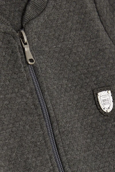 Gri Erkek Çocuk Hırka Basic Cepli Armalı Füme (2-3 Yaş)-Gri - 24