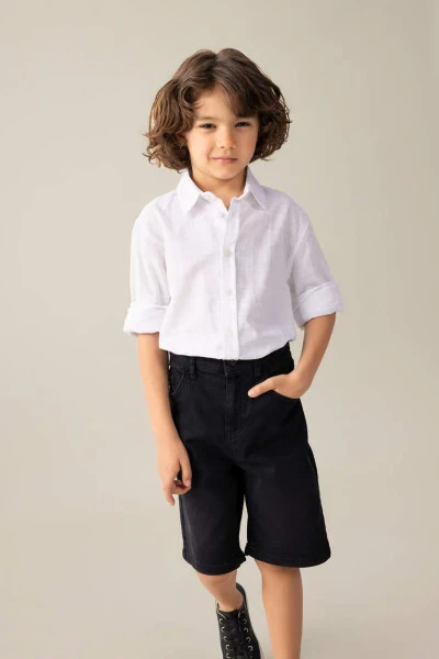 Erkek Çocuk Jean Basic Şort Siyah - Defacto (1)