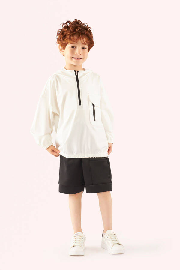 Erkek Çocuk Kapüşonlu Ekru Sweatshirt - 018-Ekru - 1