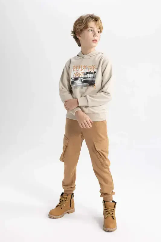 Erkek Çocuk Kargo Cepli Beli Bağcıklı Lastikli Paça Jogger Pantolon B6631A824SP - 2