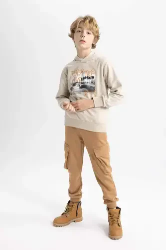 Erkek Çocuk Kargo Cepli Beli Bağcıklı Lastikli Paça Jogger Pantolon B6631A824SP - 4