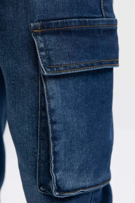 Erkek Çocuk Kargo Cepli Jogger Lastikli Paça Jean Pantolon B5447A824SP - 5