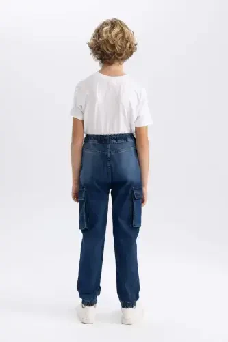 Erkek Çocuk Kargo Cepli Jogger Lastikli Paça Jean Pantolon B5447A824SP - 6