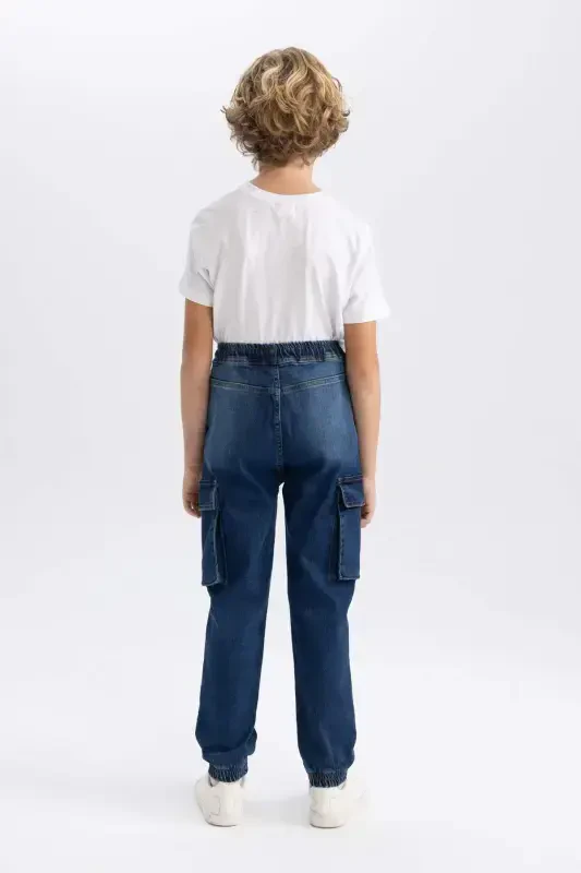 Erkek Çocuk Kargo Cepli Jogger Lastikli Paça Jean Pantolon B5447A824SP - 6